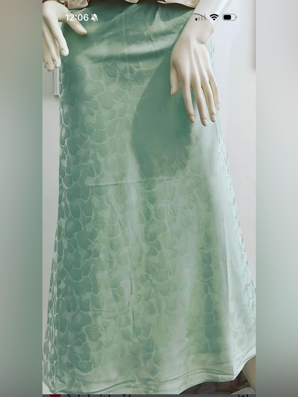 Mint Green Satin A-Line Midi Skirt